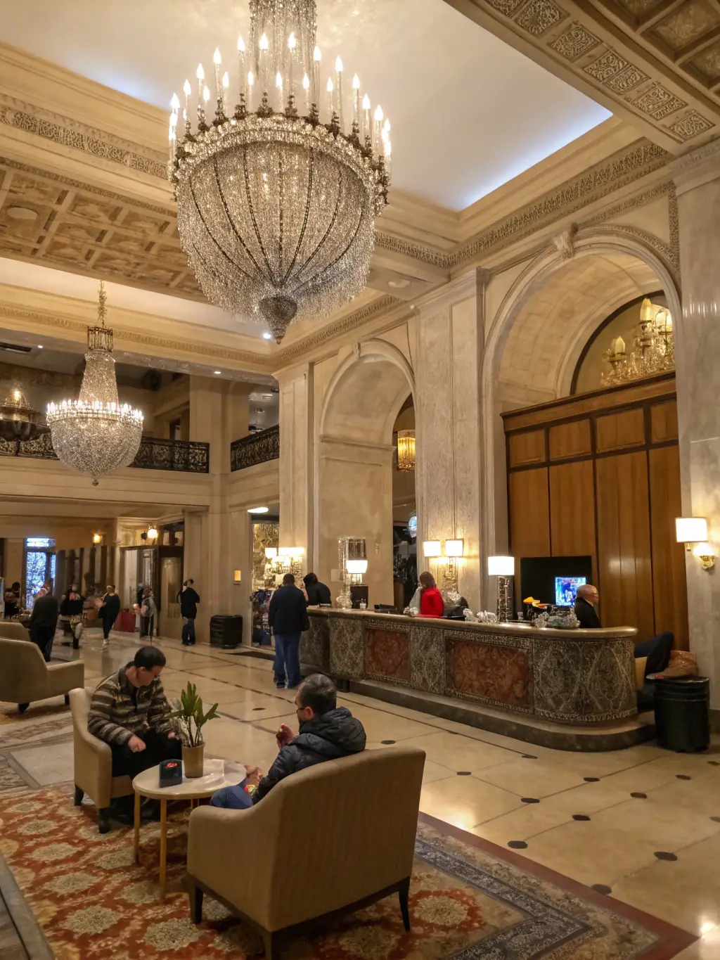 A luxurious hotel lobby featuring a Rare Perfection Co. diffuser, elevating the space with a sophisticated and inviting aroma.